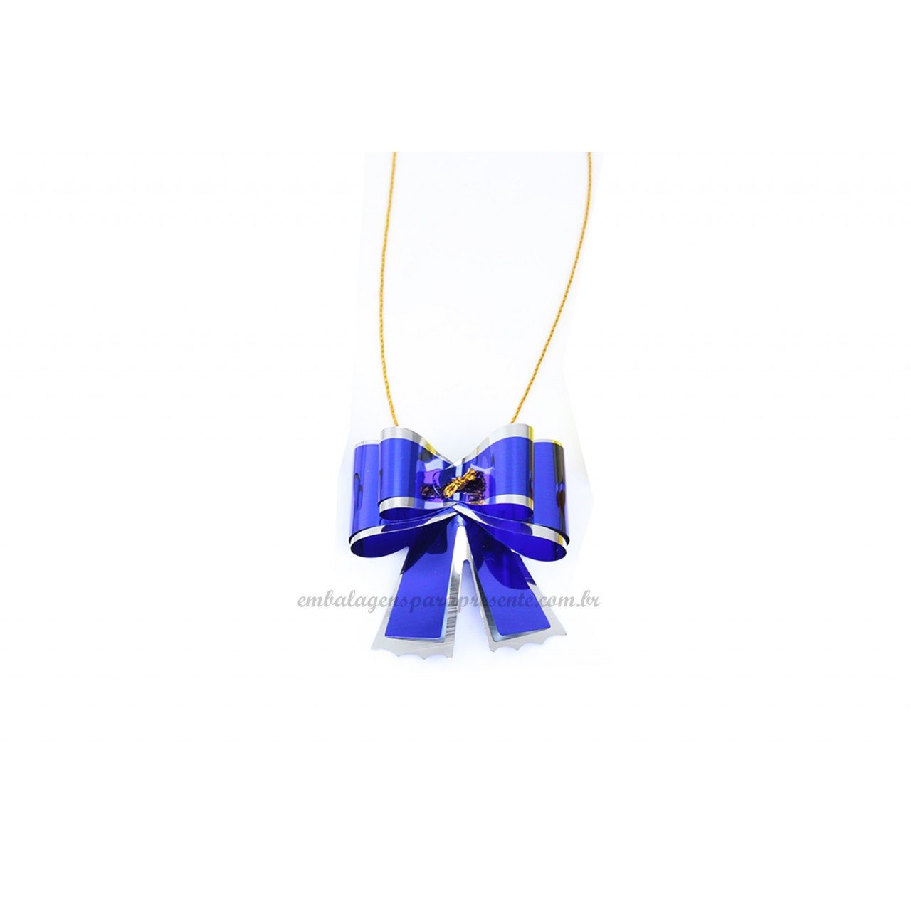 Laço Gravata Metalizado 242x50mm (PCT C/10 UN) Azul